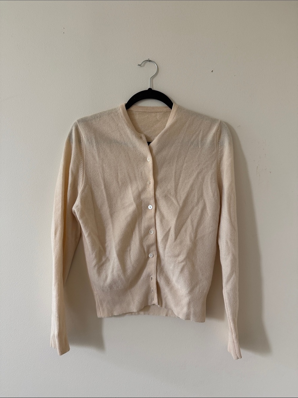 Vintage Cream Button-Front Women's Cardigan Sweater